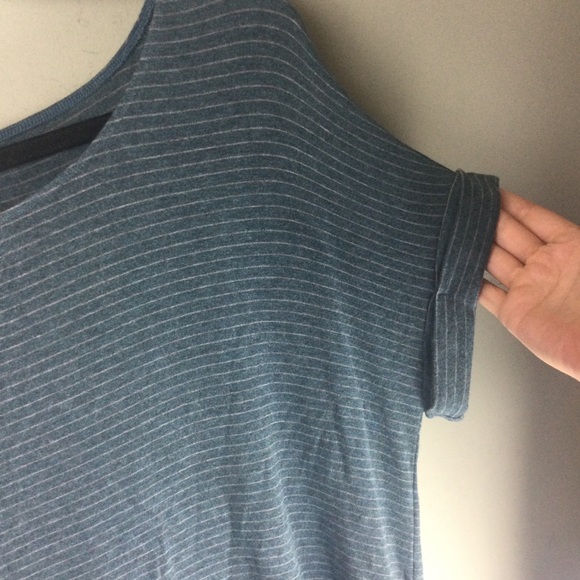 Cabi Groove Teal Stripe Dolman Rolled Cuff Short Sleeve Tee Size Small - Picture 6 of 11